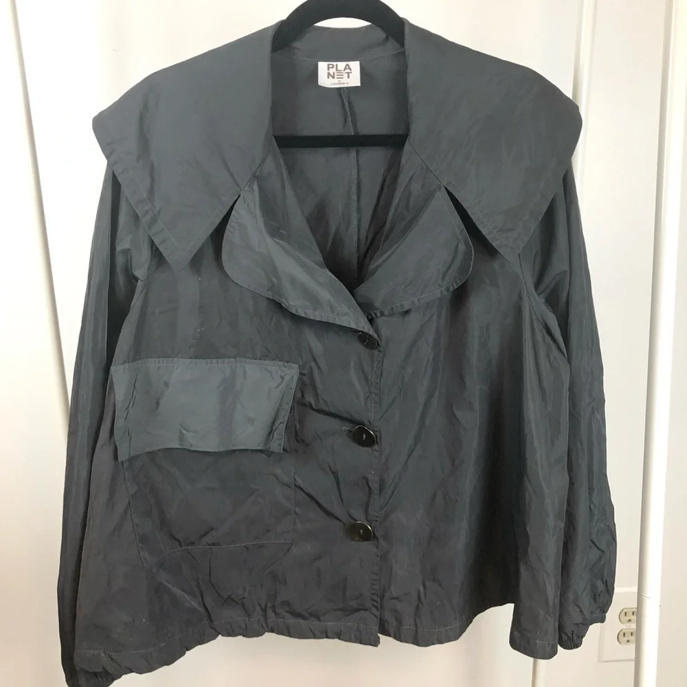 Planet by Lauren G Nickel Drawstring Jacket Black OS